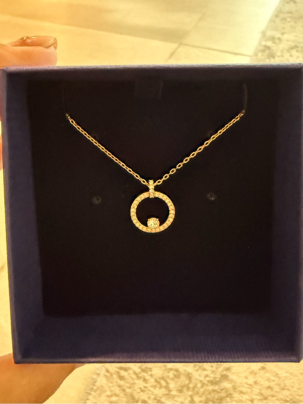 Swarovski rose gold necklace with box